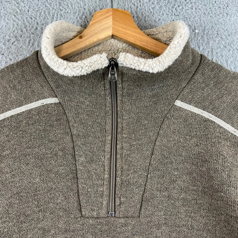 Kuhl Revel 1/4 Zip Sweater Mens XL Brown Sherpa Lined Collar Pullover Fleece